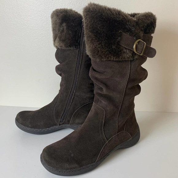 Naturalizer Womens Faux Fur Lined Side Zip Brown Suede Boots Size 7.5 - Picture 5 of 12